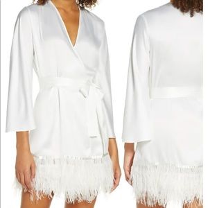 BHLDN Bridal Robe with Feathers